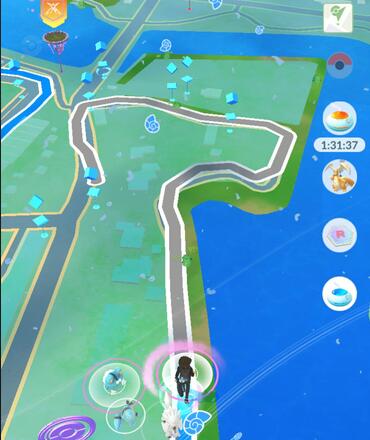 Poke stops on the map